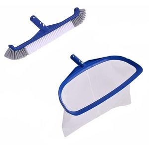 POOLAZA Pool Set- Skimmer Deep Net 10" x 13.2" x 17.5" & 17.3" Pool Brush Head